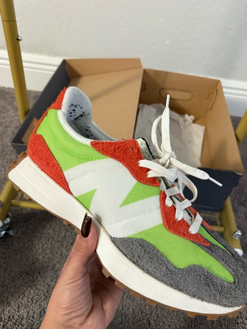 New Balance 327 Energy Lime Green Orange Sneakers Men’s 10